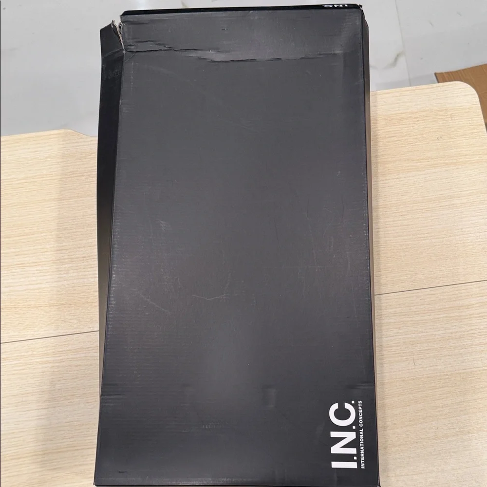 INC International Concepts Black Croc-Embossed Pointed-Toe Stiletto Knee Boots - Picture 4 of 4